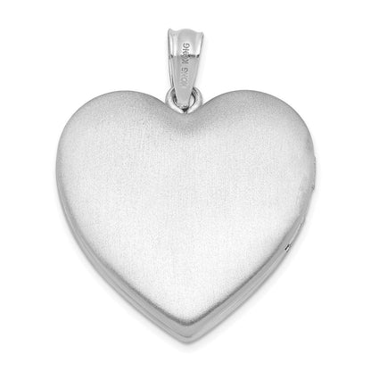 Sterlingsilber Rhodiniert 24mm Emailliert Rose mit Rand Herz Medaillon
