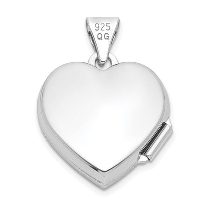 Sterlingsilber Rhodiniert Ranke Rand Herz Medaillon