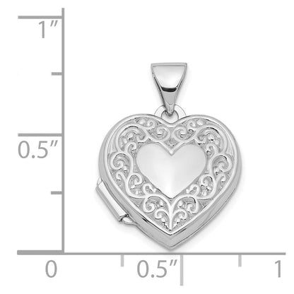 Sterlingsilber Rhodiniert Ranke Rand Herz Medaillon