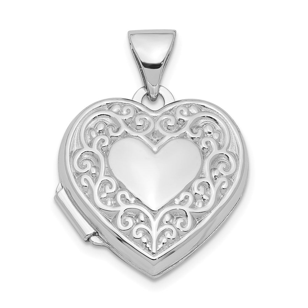 Sterlingsilber Rhodiniert Ranke Rand Herz Medaillon