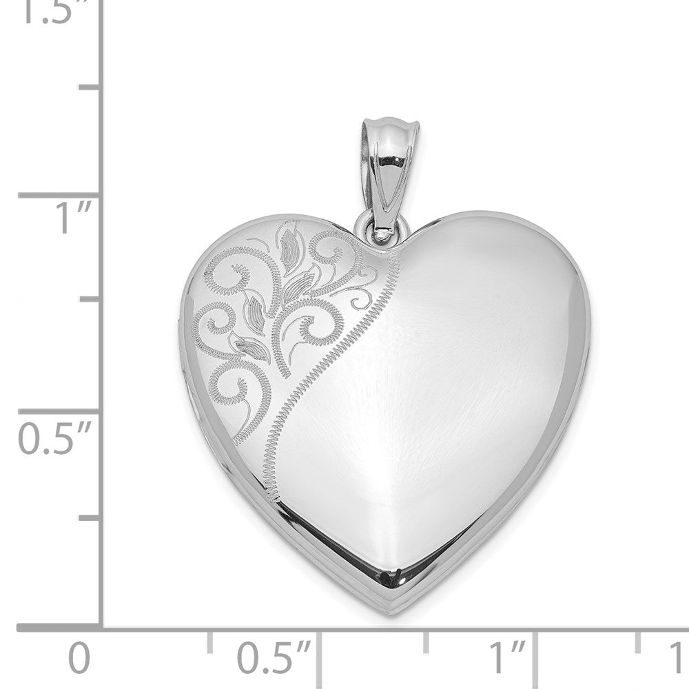 Sterlingsilber Rhodiniert 24mm Poliert Wirbel Herz Medaillon