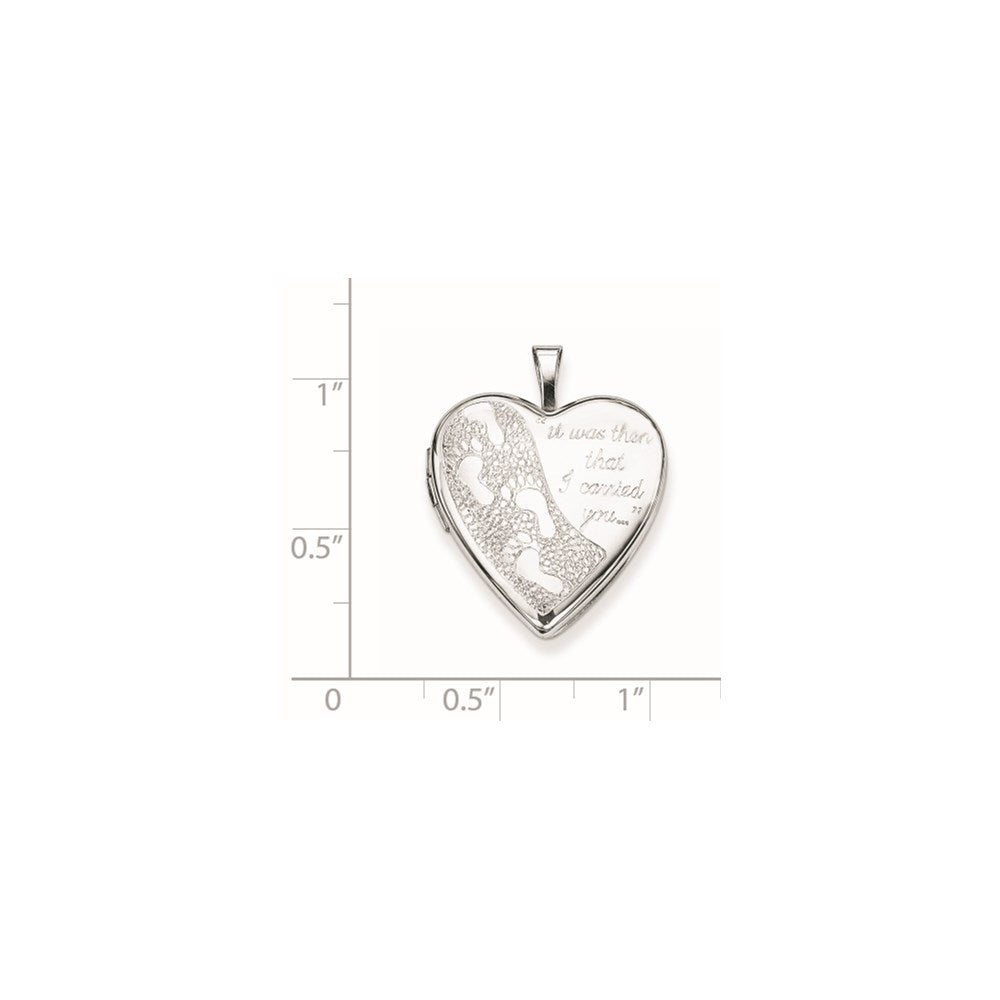 Sterlingsilber Rhodiniert 20mm Footprints Herz Medaillon