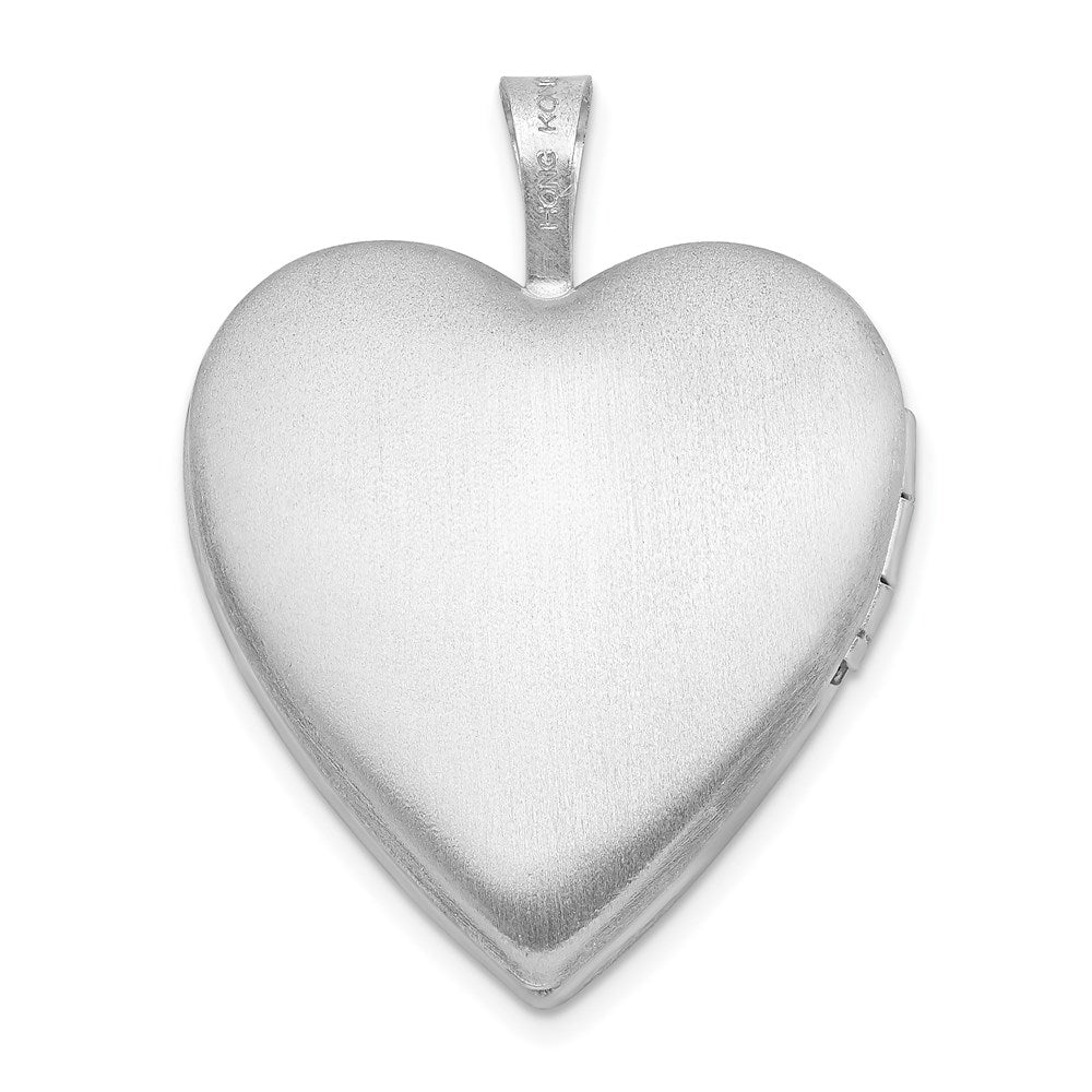 Sterlingsilber Rhodiniert 20mm Blumen Rand Herz Medaillon