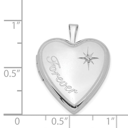 Medaillon "Forever" aus rhodiniertem Sterlingsilber mit Diamant-Stern-Herz, 20 mm