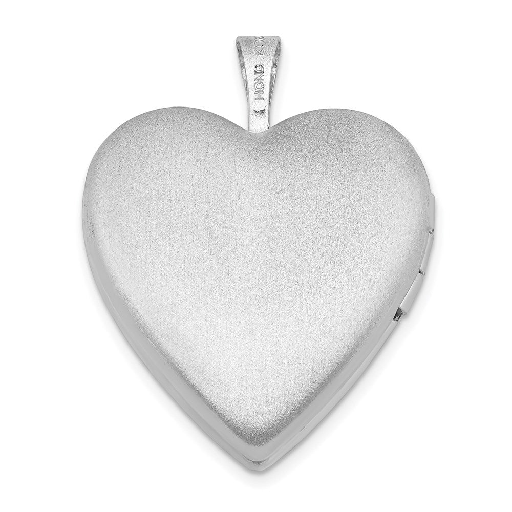 Sterlingsilber Rhodiniert Satiniert 20mm Emailliert Rose Herz Medaillon