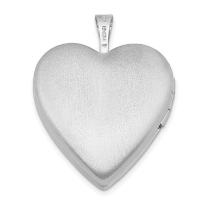 Sterlingsilber Rhodiniert Satiniert 20mm Emailliert Rose Herz Medaillon