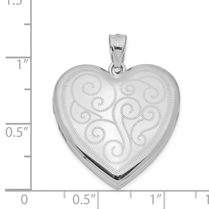 Sterlingsilber Rhodiniert 24mm Wirbel Design Herz Medaillon