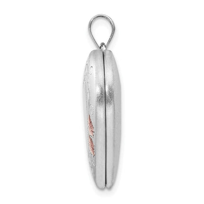 Sterlingsilber Rhodiniert 24mm Emailliert Blumen Rand Herz Medaillon