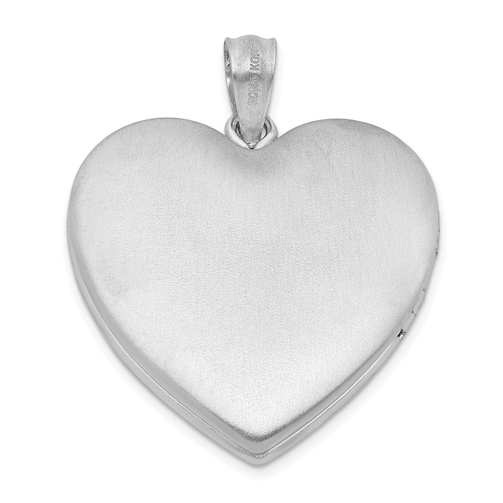 Sterlingsilber Rhodiniert 24mm Emailliert Blumen Mama Herz Medaillon