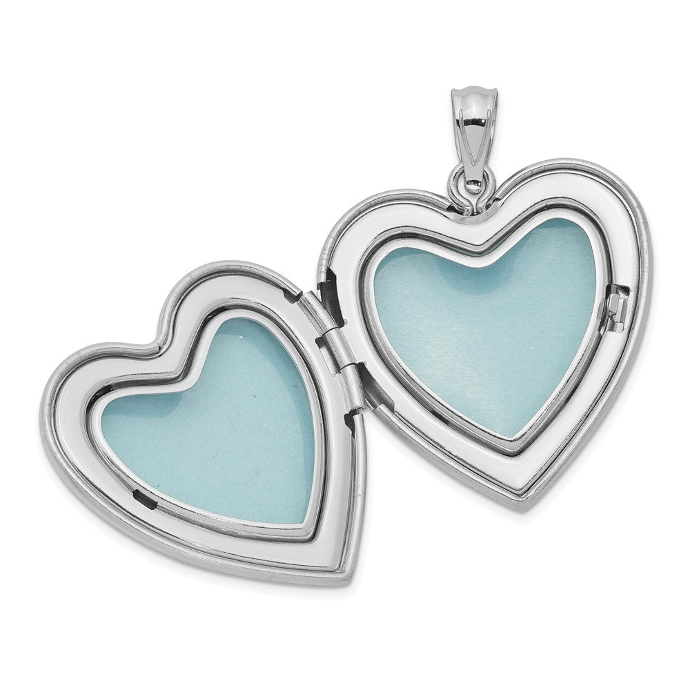 Sterlingsilber Rhodiniert 24mm Emailliert Blumen Mama Herz Medaillon