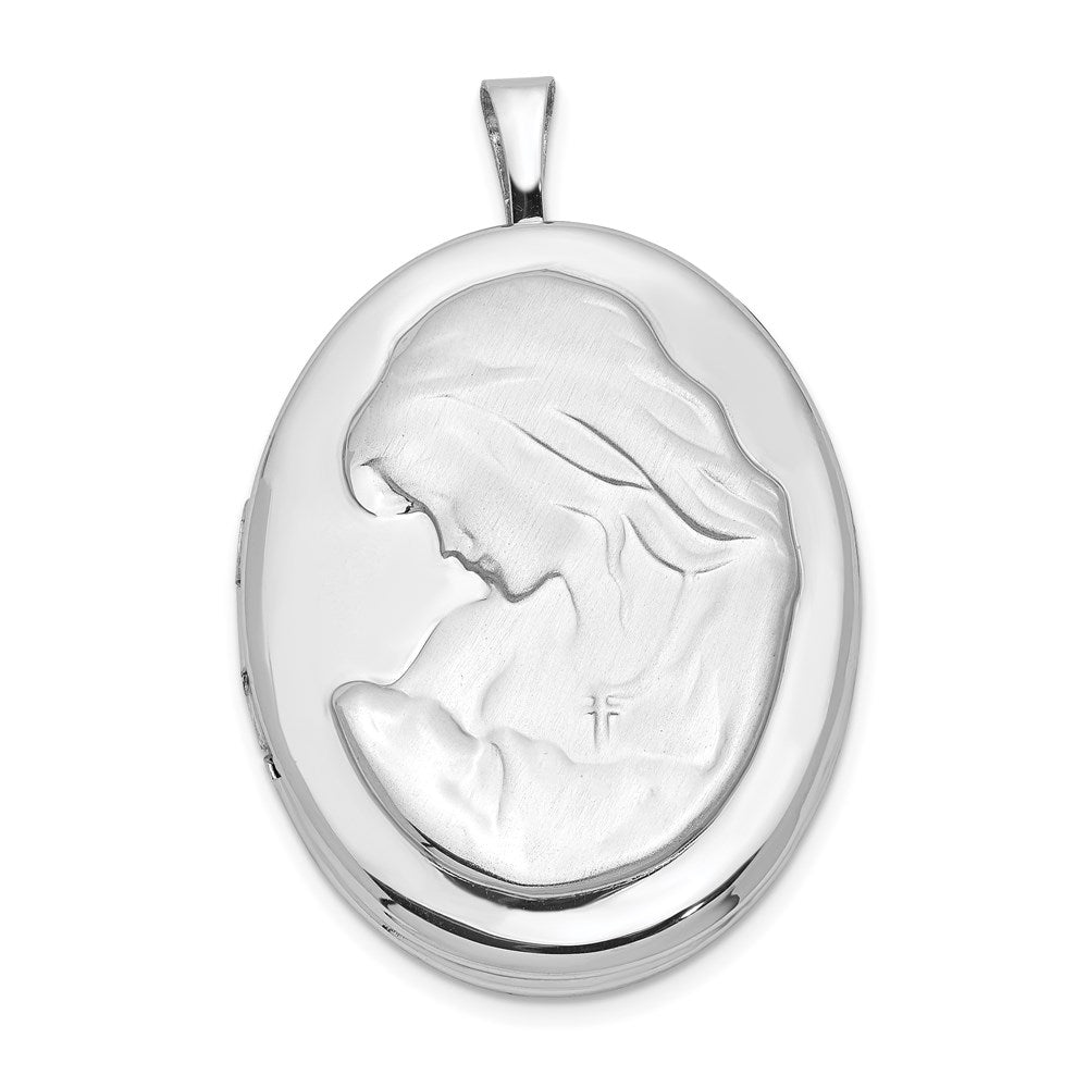Sterlingsilber Rhodiniert 26mm Mutter und Baby Oval Medaillon