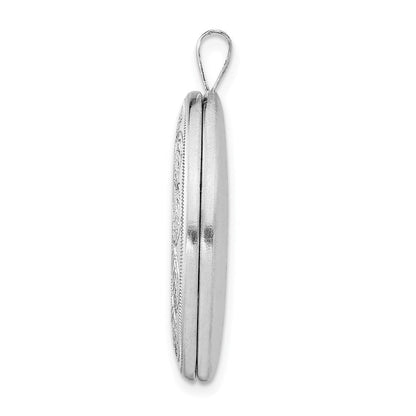 Sterlingsilber Rhodiniert 26mm Blatt Rand Oval Medaillon