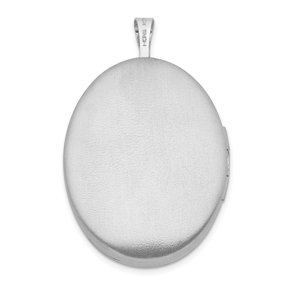 Sterlingsilber Rhodiniert 26mm Blatt Rand Oval Medaillon