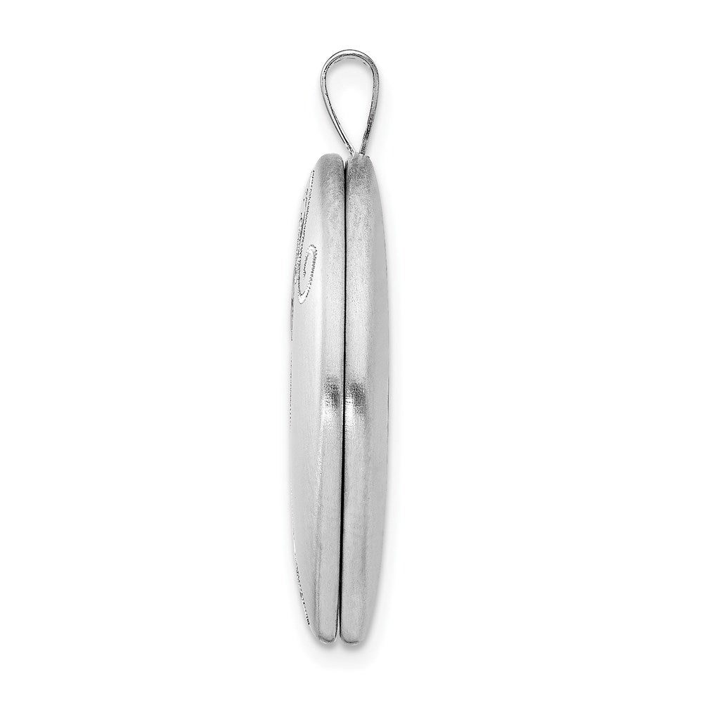 Sterlingsilber Rhodiniert 26mm Satiniert Emailliert Blume Ranke Oval Medaillon
