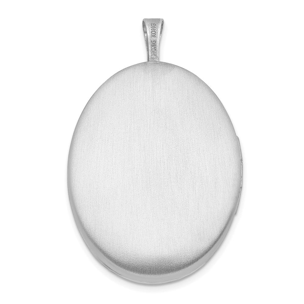 Sterlingsilber Rhodiniert 26mm Satiniert Emailliert Blume Ranke Oval Medaillon