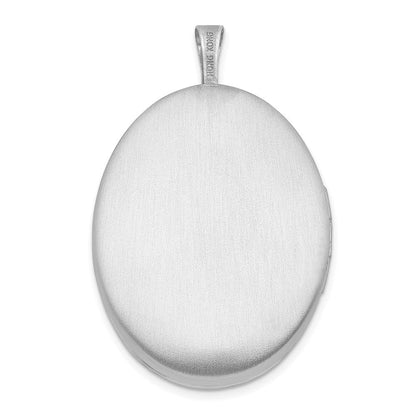 Sterlingsilber Rhodiniert 26mm Satiniert Emailliert Blume Ranke Oval Medaillon