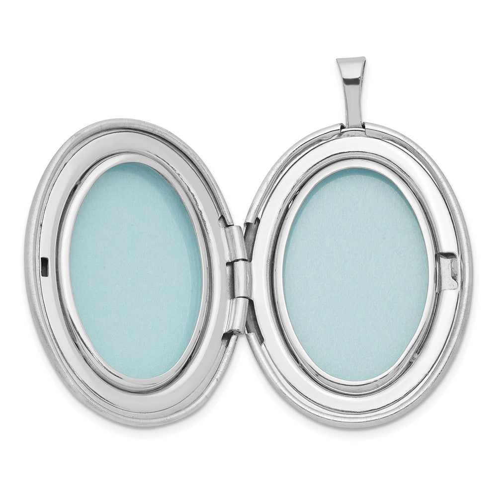 Sterlingsilber Rhodiniert 26mm Satiniert Emailliert Blume Ranke Oval Medaillon