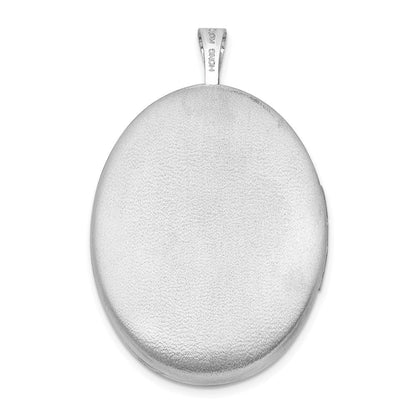 Ovales Medaillon aus rhodiniertem Sterlingsilber, Satin-Finish, 26 mm, mit Diamant-Stern