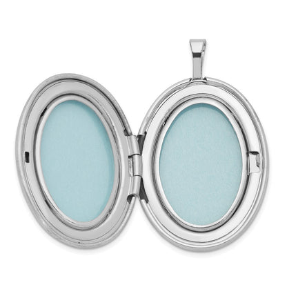 Ovales Medaillon aus rhodiniertem Sterlingsilber, Satin-Finish, 26 mm, mit Diamant-Stern
