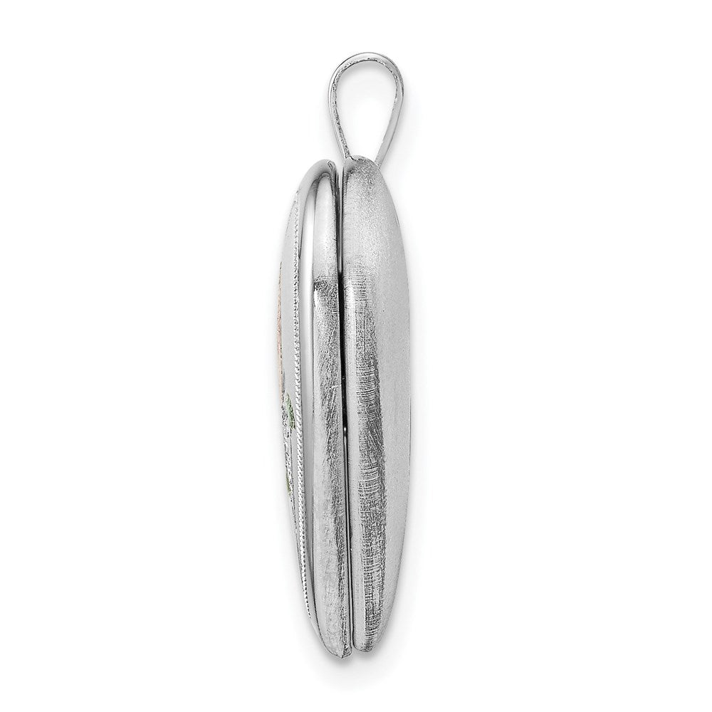Sterlingsilber Rhodiniert 20mm Emailliert Schmetterling Herz Medaillon