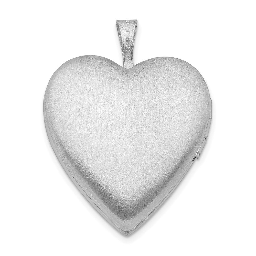 Sterlingsilber rhodiniert 20-mm-Medaillon mit Diamant, Stern und Herz