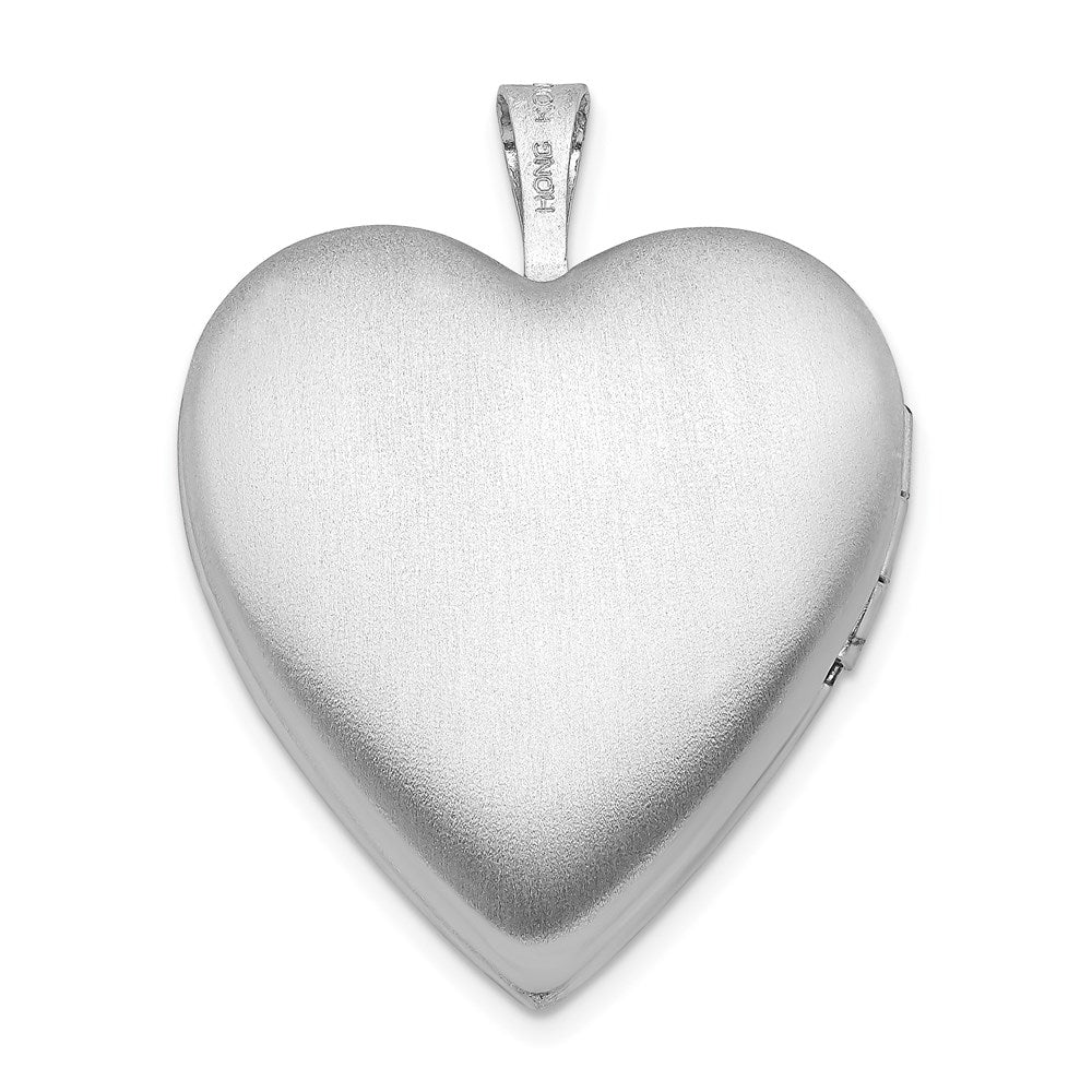 Sterlingsilber Rhodiniert Diamant Stern Satiniert/polished Herz Medaillon