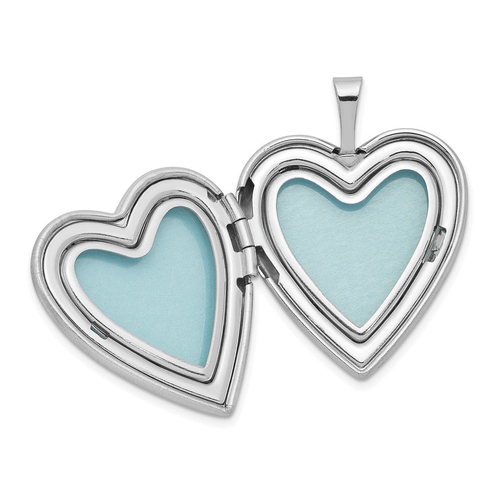 Sterlingsilber Rhodiniert Diamant Stern Satiniert/polished Herz Medaillon
