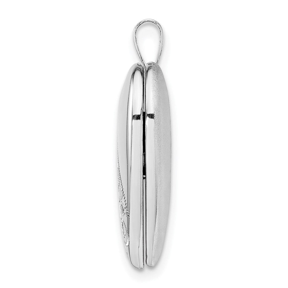 Sterlingsilber Rhodiniert 20mm Wirbel & Poliert Herz Medaillon