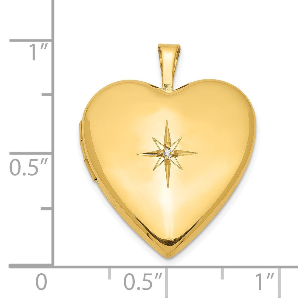 Sterlingsilber Vergoldet Diamant Stern 20mm Herz Medaillon