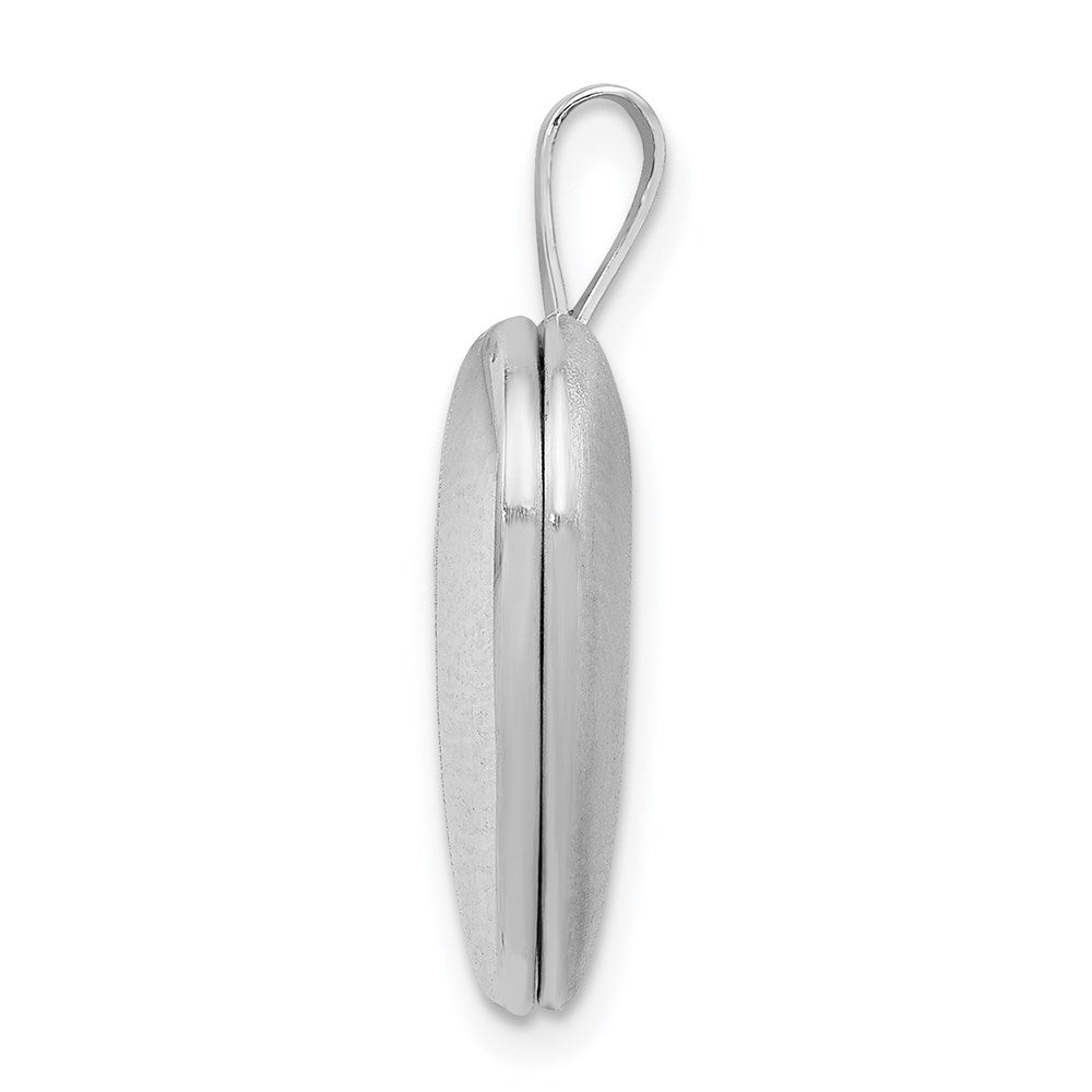 Sterlingsilber Rhodiniert 16mm Poliert & Satiniert Kreuz Herz Medaillon