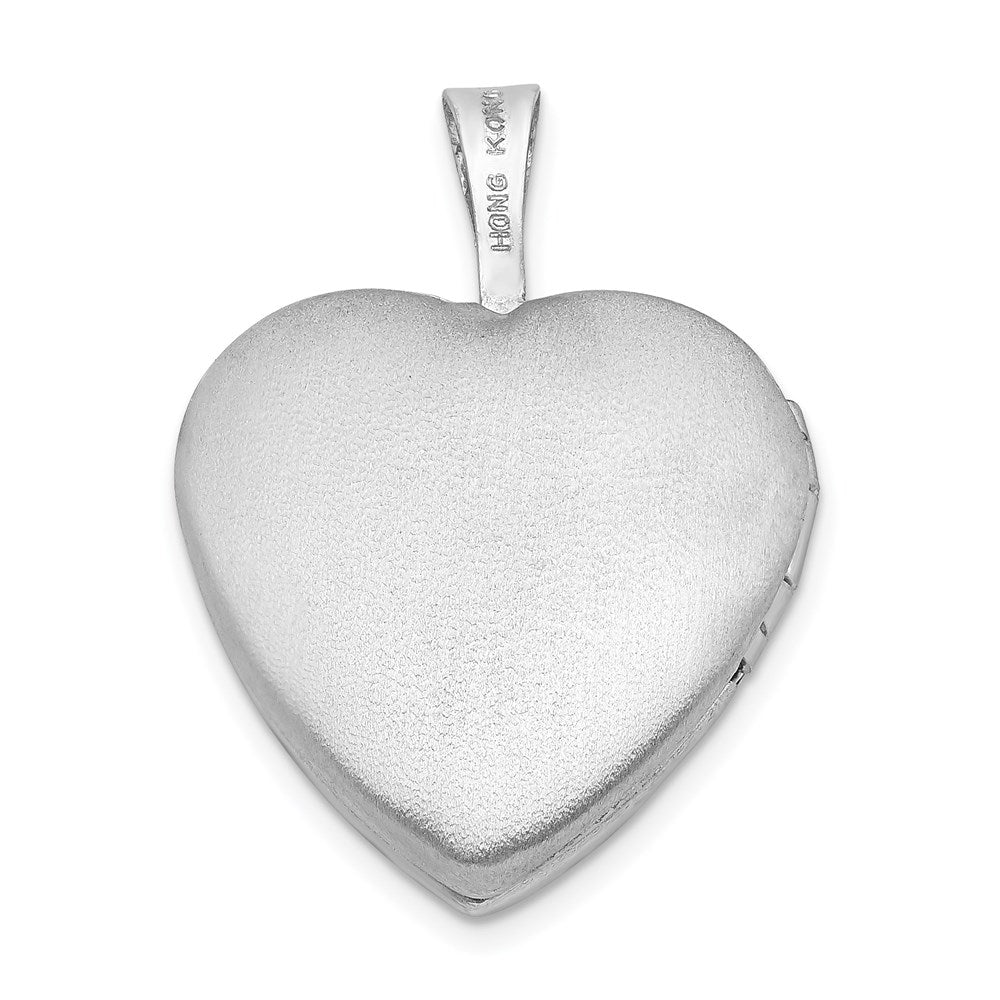 Sterlingsilber Rhodiniert 16mm Poliert & Satiniert Kreuz Herz Medaillon