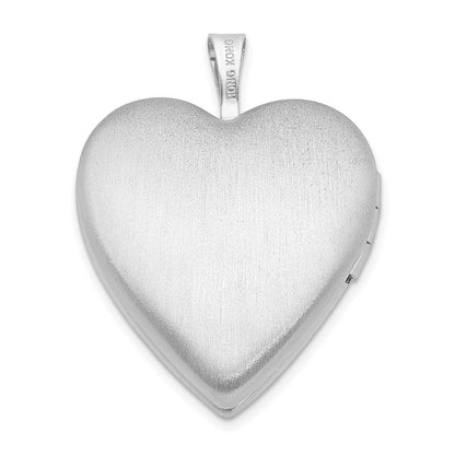 Sterlingsilber Rhodiniert 20mm Satiniert & Diamantiert Kreuz Herz Medaillon