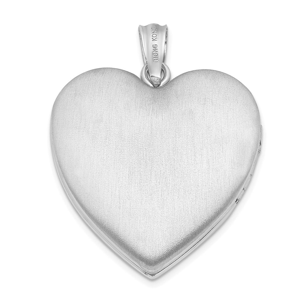 Sterlingsilber Rhodiniert 24mm Diamantiert Kreuz Herz Medaillon