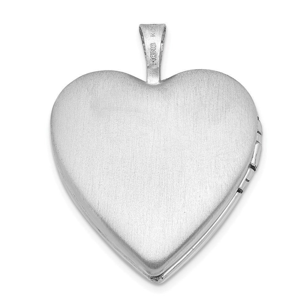 Sterlingsilber Rhodiniert 20mm Satiniert Rosa Schleife Liebe Herz Medaillon
