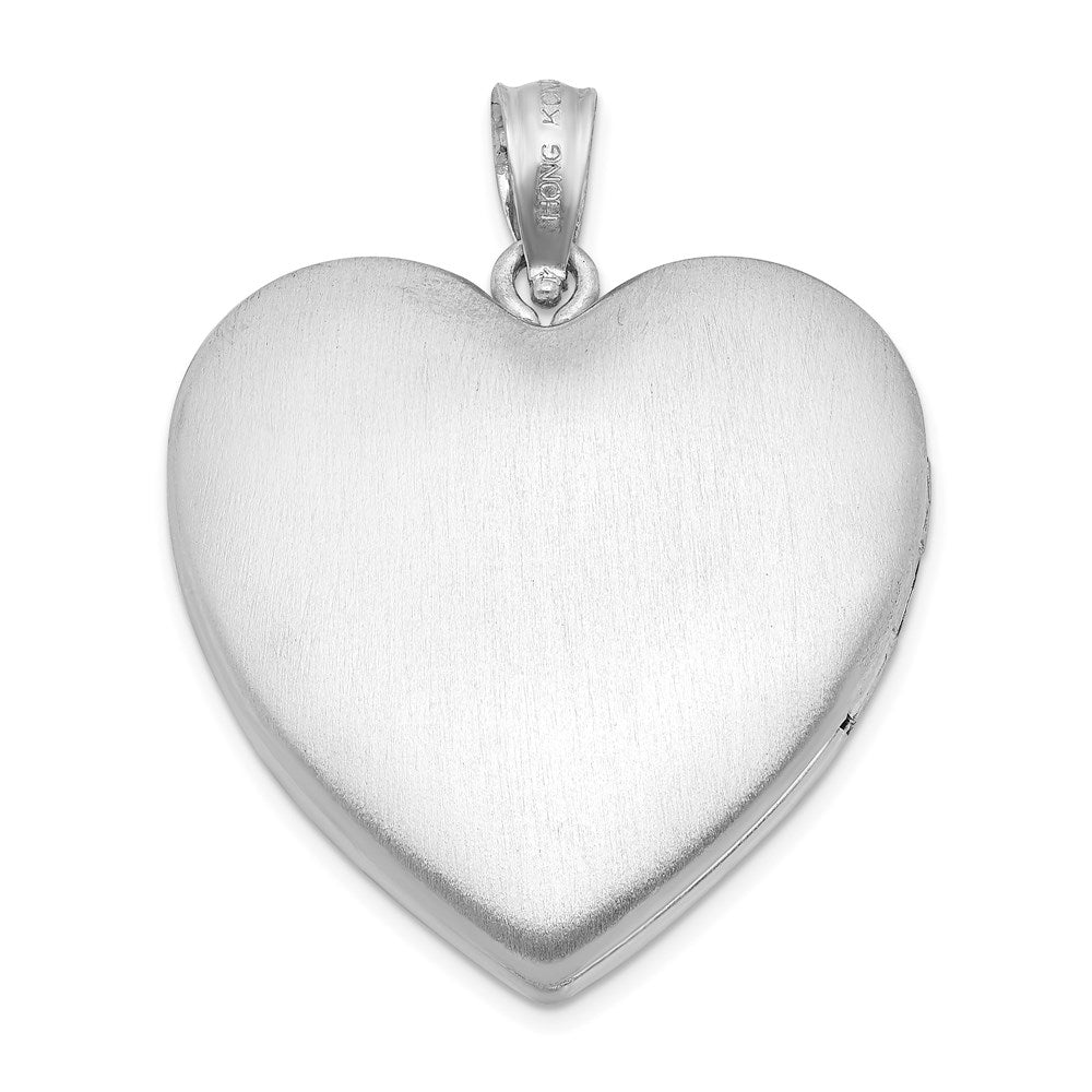 Sterlingsilber Rhodiniert 24mm Emailliert Diamantiert Rosa Schleife Herz Medaillon
