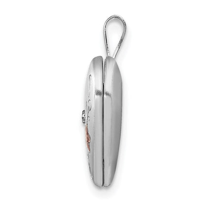 Rhodiniertes Sterlingsilber Diamant-Anhänger Herz mattiert emailliert diamantiert 16 mm