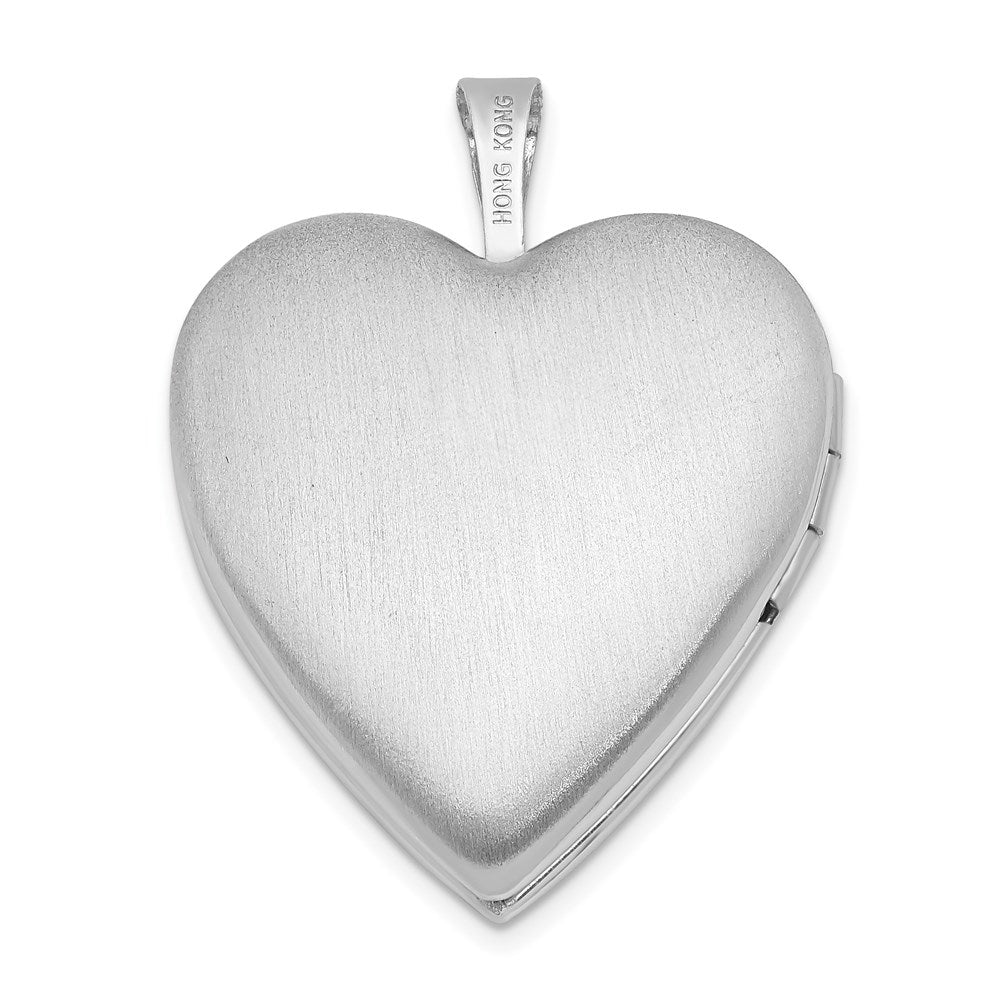 Sterlingsilber Rhodiniert 20mm Poliert Vorderseite/satin Rückseite Herz Medaillon