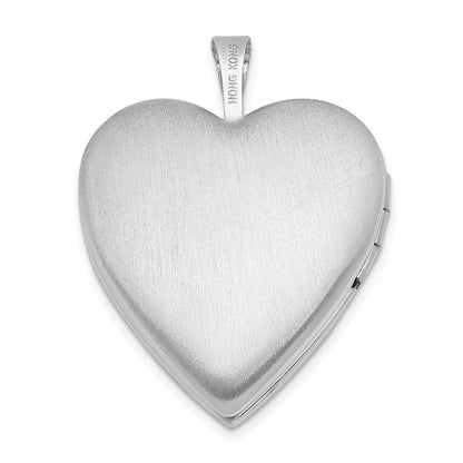 Sterlingsilber Rhodiniert 20mm Poliert Vorderseite/satin Rückseite Herz Medaillon