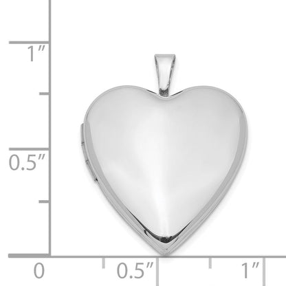 Sterlingsilber Rhodiniert 20mm Poliert Vorderseite/satin Rückseite Herz Medaillon