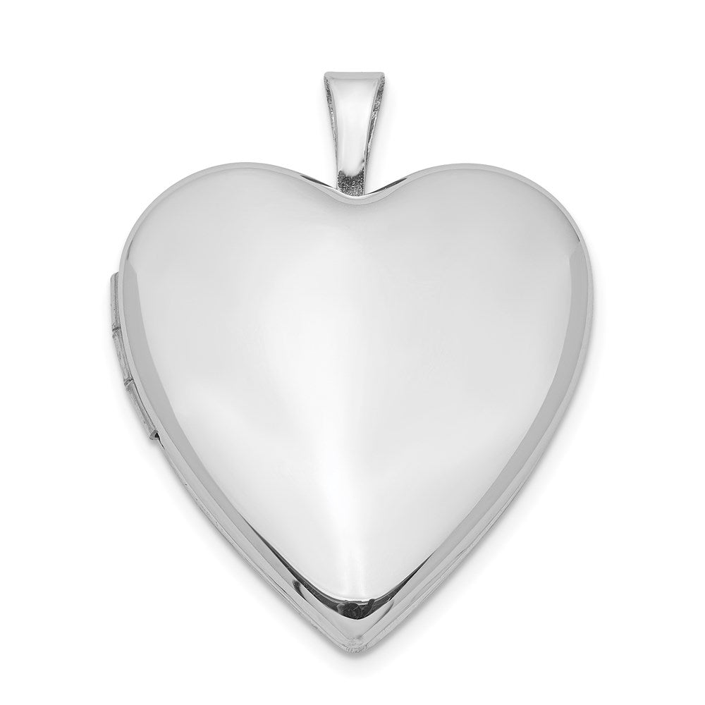 Sterlingsilber Rhodiniert 20mm Poliert Vorderseite/satin Rückseite Herz Medaillon