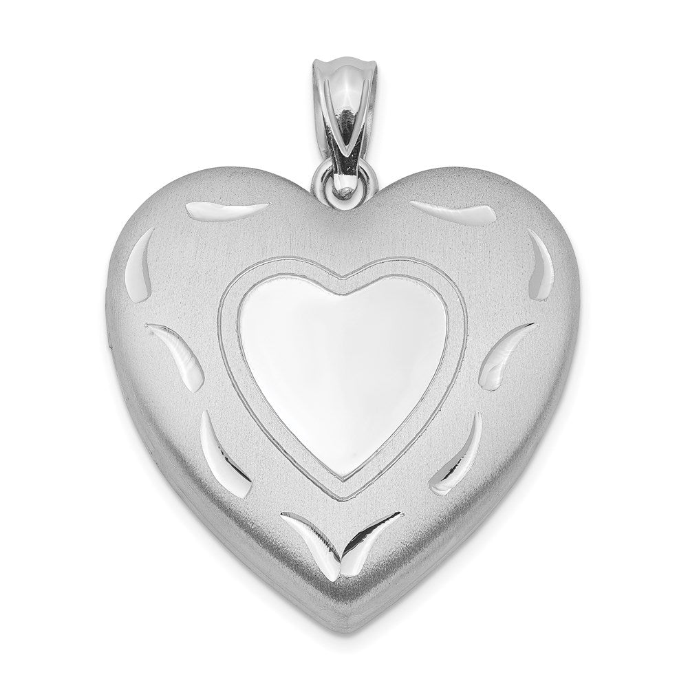 Sterlingsilber Rhodiniert 24mm Diamantiert Herz Medaillon