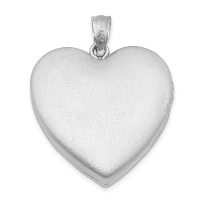 Rhodinierte Sterlingsilber-Kette mit Diamant und diamantiertem Herz-Medaillon, 24 mm