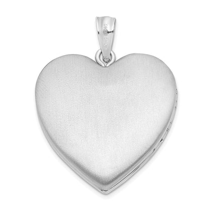 Sterlingsilber Rhodiniert 24mm Scrolled Herz Familie Medaillon