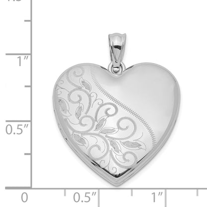 Sterlingsilber Rhodiniert 24mm Scrolled Herz Familie Medaillon