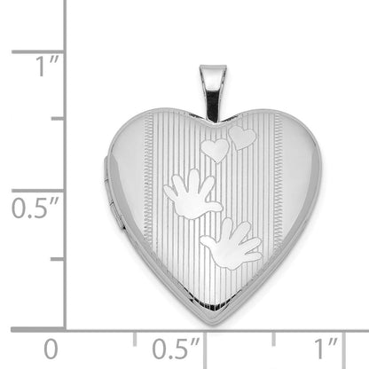Sterlingsilber Rhodiniert 20mm Hands Herz Medaillon