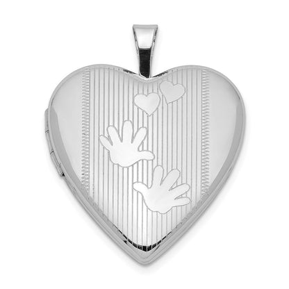Sterlingsilber Rhodiniert 20mm Hands Herz Medaillon