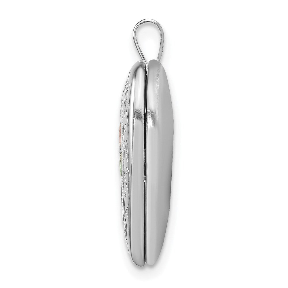 Sterlingsilber Rhodiniert 20mm Diamantiert & Emailliert Mama Rose Herz Medaillon