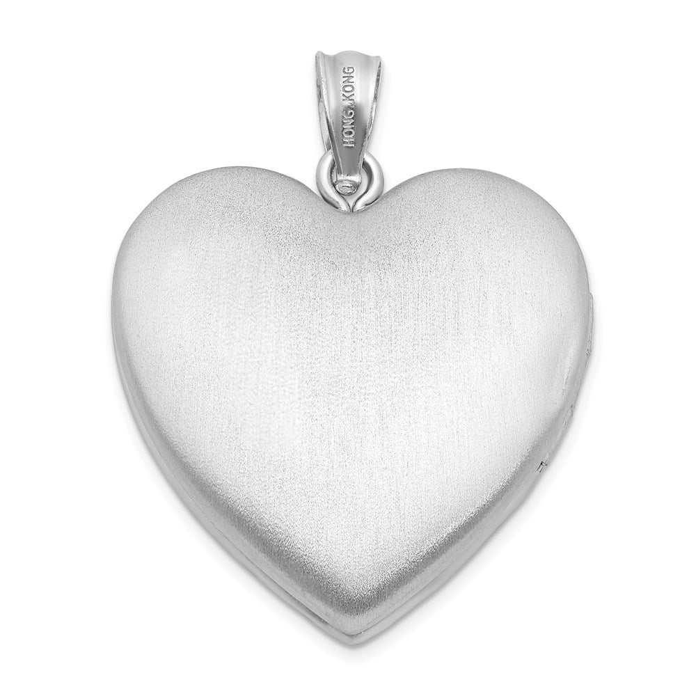 Sterlingsilber Rhodiniert 24mm Emailliert Diamantiert Mama Herz Medaillon