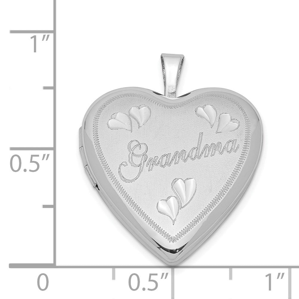 Sterlingsilber Rhodiniert 20mm Diamantiert Oma Herz Medaillon