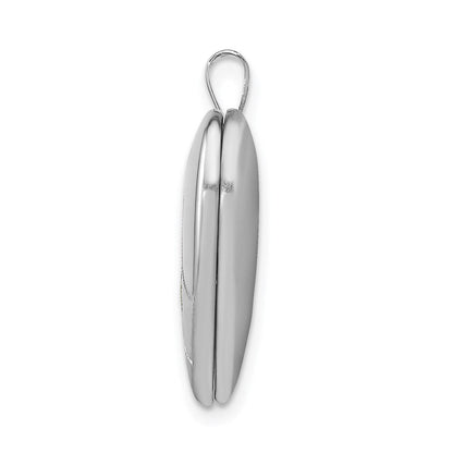 Sterlingsilber Rhodiniert 20mm Satiniert, Emaille, Diamantiert Blumen Herz Medaillon